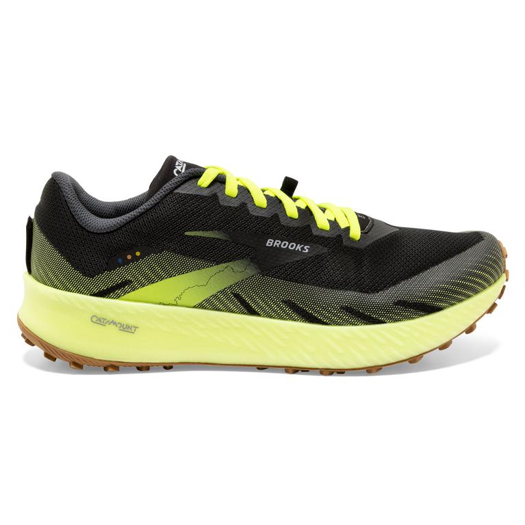 Brooks Catamount Men's Trail Running Shoes - Black/Nightlife/GreenYellow (87429-DAQG)